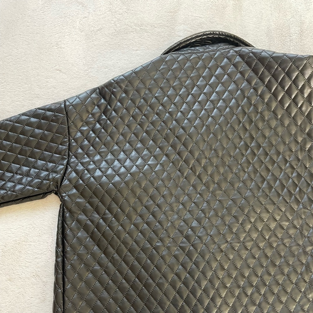 Black Oversized Leather Bubble Jacket - image 6